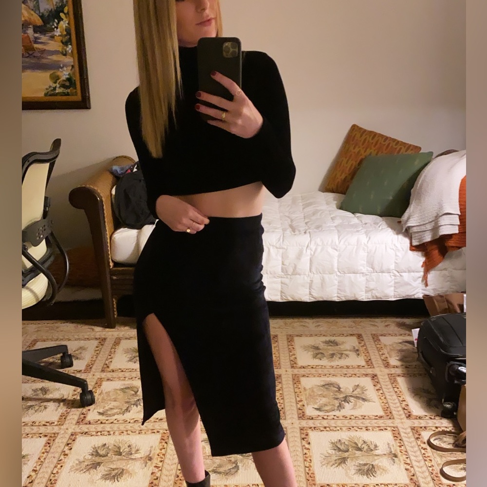 Aritzia Kate’s Velvet Turtle Neck and Skirt Set